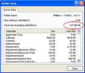 Total Size (including subfolders) value