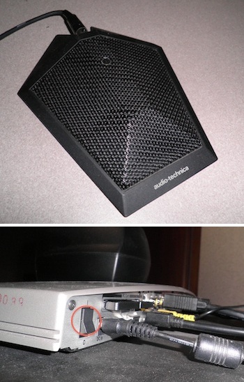 Screenshot of camera and microphone for video conference.