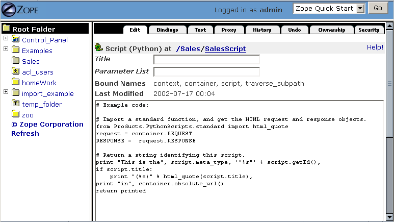 Default Script Content
