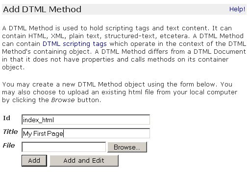 Add DTML Method Form