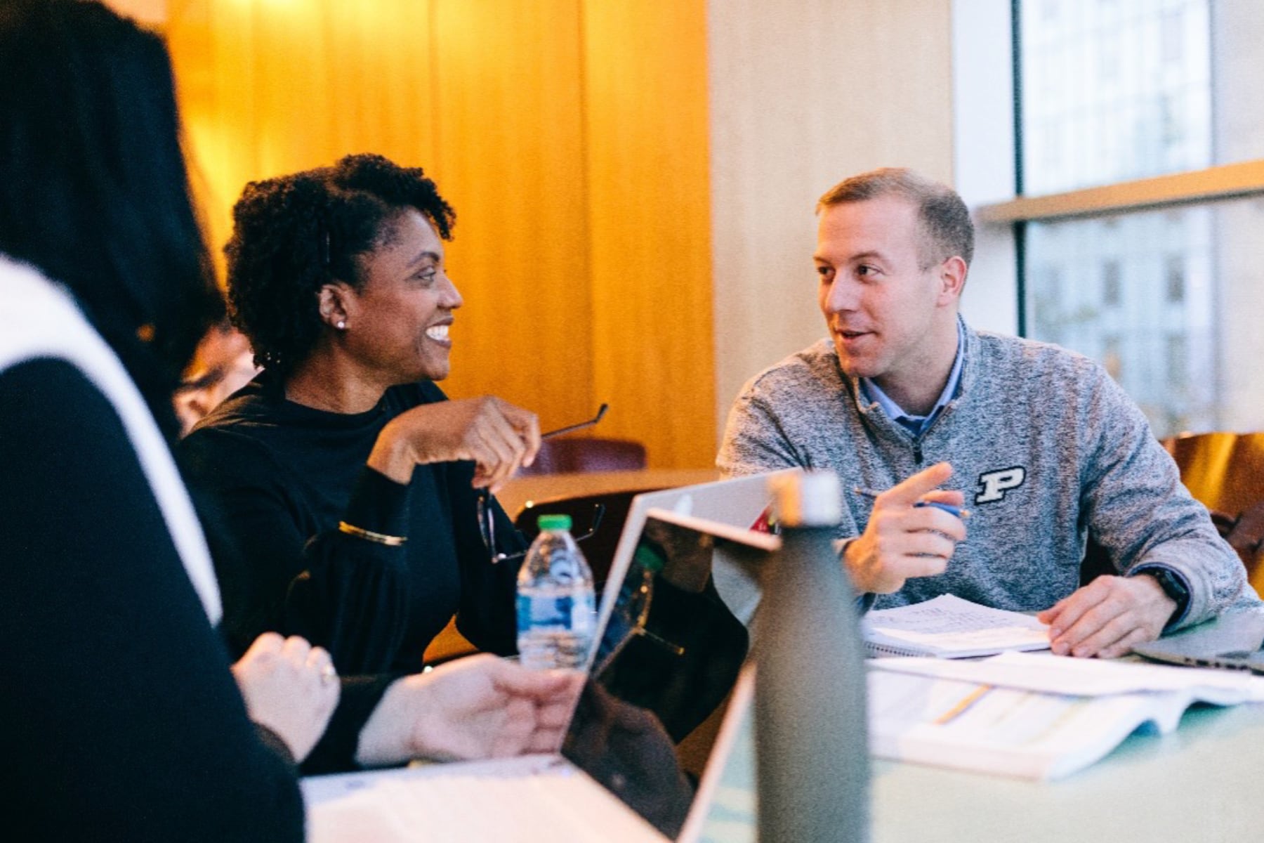 Two attendees at Raytheon meeting