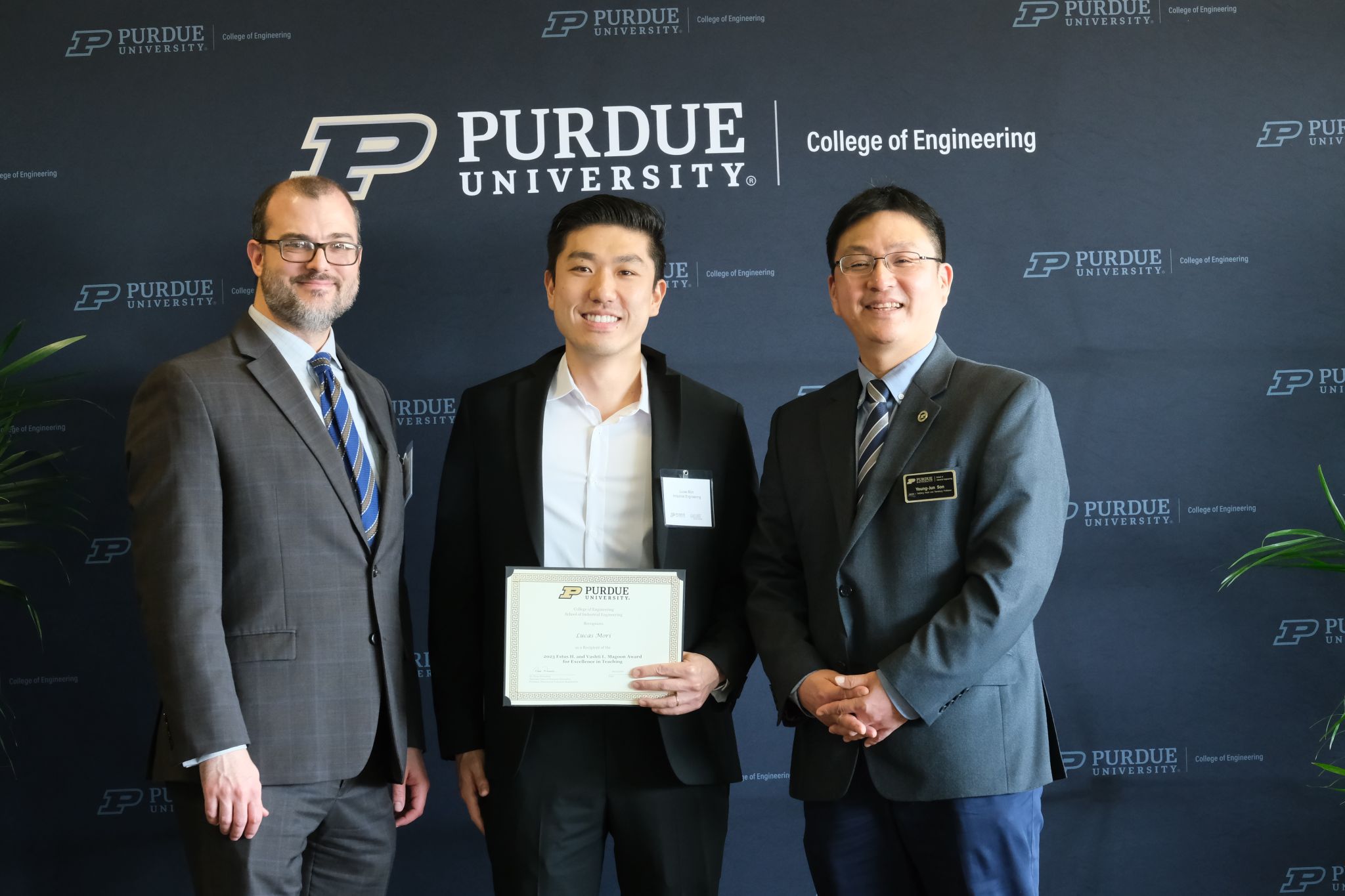 Magoon Award Winner Lucas Mori poses with Doc B. and Dr. Son at the award presentation.