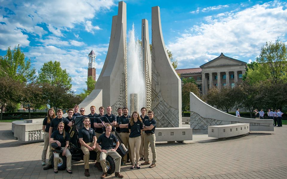 Baja in front of the Purdue fountain